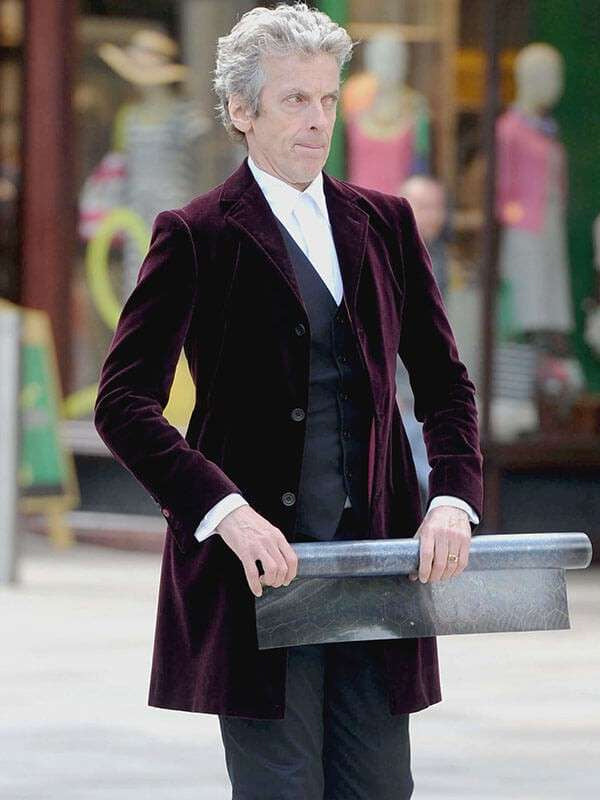 12th Doctor Who Peter Capaldi Maroon Velvet Coat