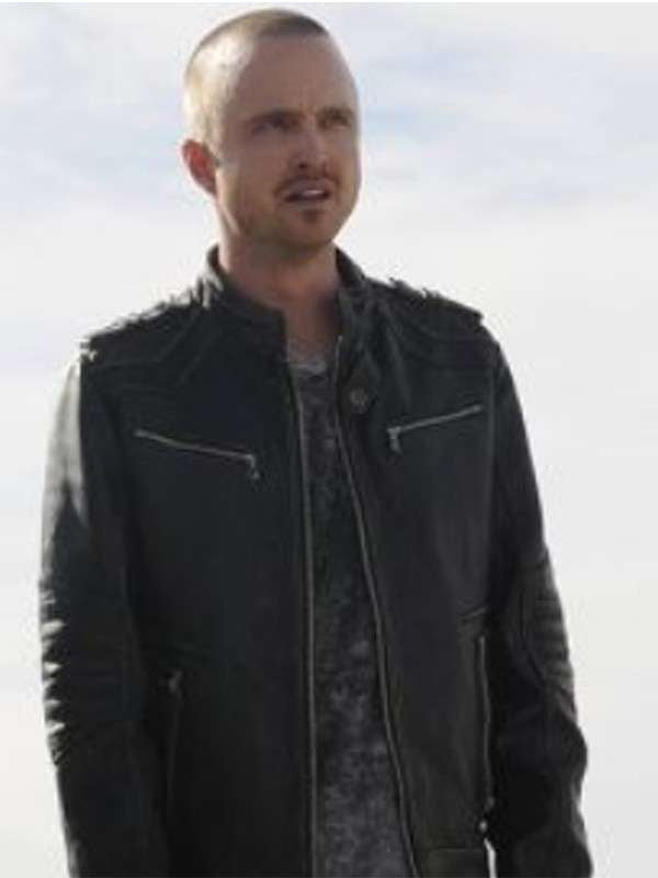 Aaron Paul Breaking Bad Black Leather Jacket