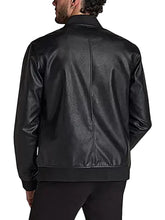 Men's Black Leather Bomber Jacket