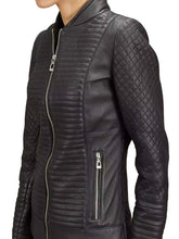 Women's Black Quilted Leather Motorcycle Jacket