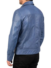 Men's Blue Cafe Racer Leather Jacket