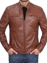 Men’s Brown Leather Cafe Racer Jacket