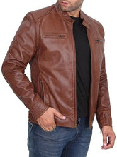 Men’s Brown Leather Cafe Racer Jacket