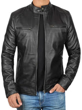 Men’s Black Cafe Racer Leather Jacket