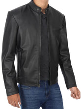 Men's Black Cowhide Leather Motorcycle Jacket