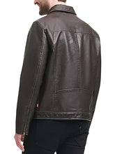 Men's Cowhide Leather Jacket in Dark Brown