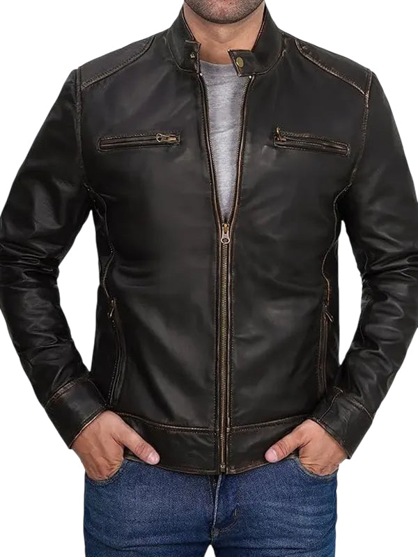 Declan Dark Brown Leather Vintage Jacket