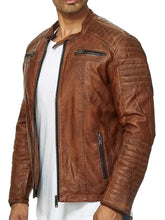 Men's Brown Leather Fashion Motorcycle Jacket