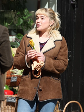 Florence Pugh Suede Brown Shearling Jacket