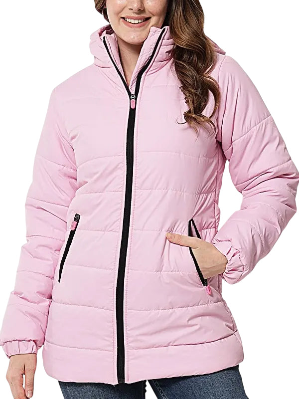 Hooded Women's Pink Puffer Jacket