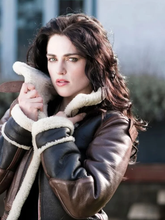 Katie McGrath Shearling Brown Jacket