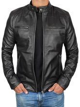 Men’s Black Cafe Racer Leather Jacket