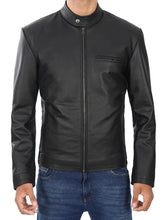 Men's Black Cowhide Leather Motorcycle Jacket