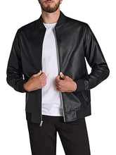 Men's Black Leather Bomber Jacket