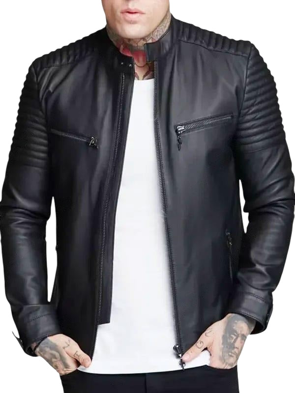 Men's Black Leather Fashion Biker Jacket