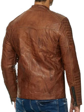 Men's Brown Leather Fashion Motorcycle Jacket