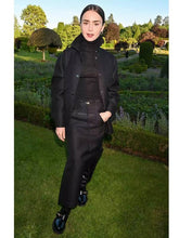 Dior Cruise Show Lily Collins Black Cotton Jacket