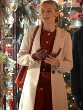 The Christmas Charade 2024 Rachel Skarsten White Trench Coat