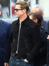 Brad Pitt F1 2025 Black Suede Jacket