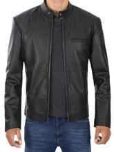 Men's Black Cowhide Leather Motorcycle Jacket