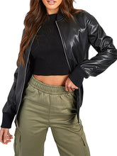 Women's Black Oversized Leather Bomber Jacket