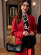 Emily In Paris S4 Lily Collins Red Leather Coat